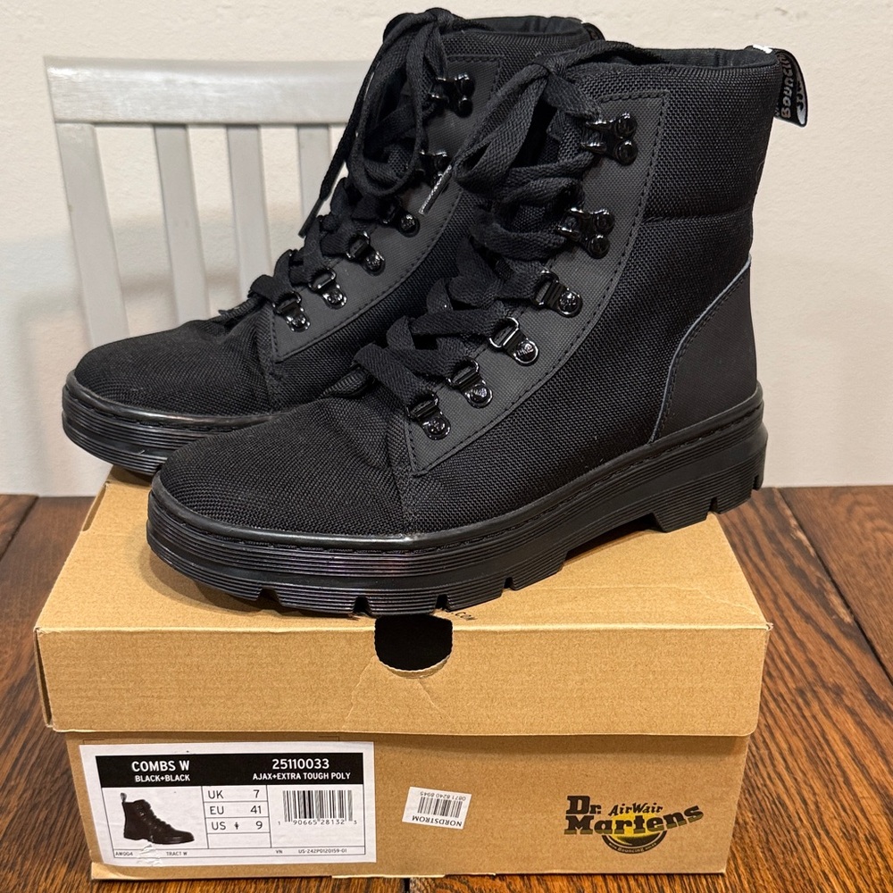 Dr. Martens Black Canvas Boots Combs W